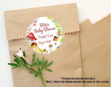 Woodland Mushroom Baby Shower Stickers Or Favor Tags