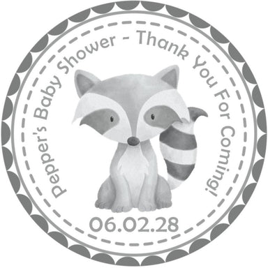 Woodland Raccoon Baby Shower Stickers