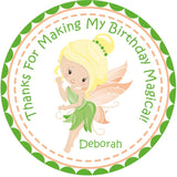Woodland fairy party favor sticker design.