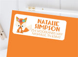 Woodland fox address labels with fox illustration