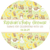 Woodland sloth baby shower favor labels
