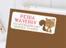 Woodland squirrel floral address labels with pink name text