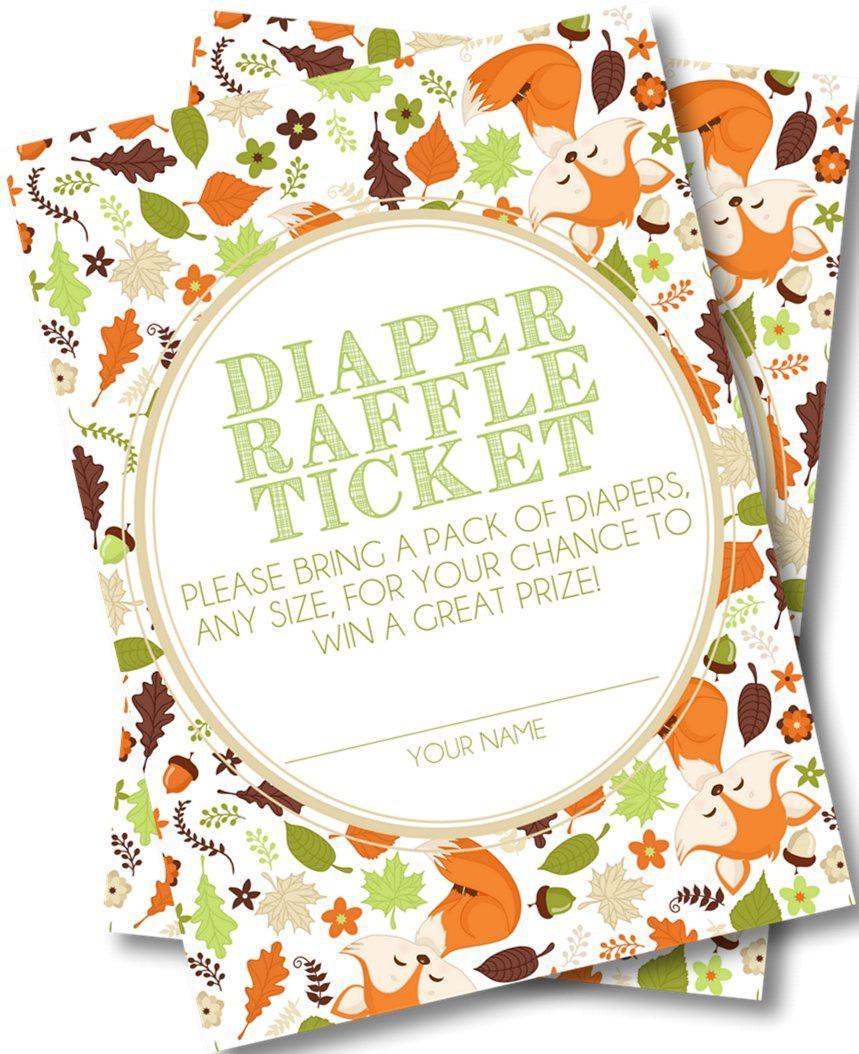 Woodlands Fox Diaper Raffle Tickets — Party Beautifully