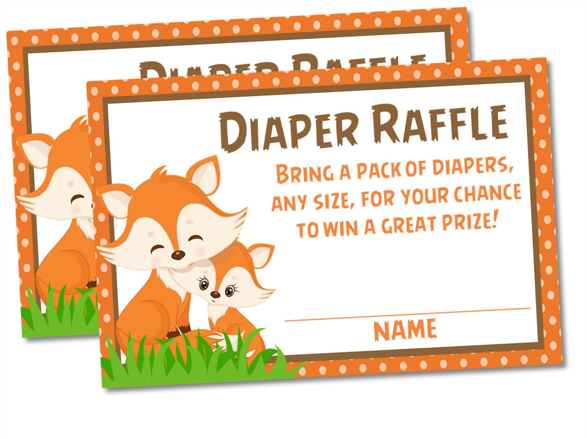 Woodlands Fox Diaper Raffle Tickets — Party Beautifully