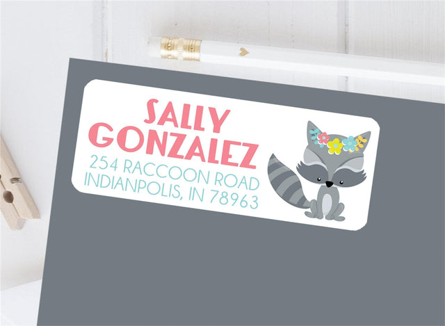 Woodlands Raccoon Address Labels