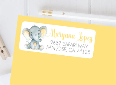Yellow Elephant Address Labels