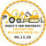 Yellow construction birthday stickers with trucks and caution sign