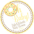 Yellow donut baby shower favor label