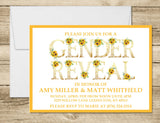 Yellow sunflower gender reveal party invitation design