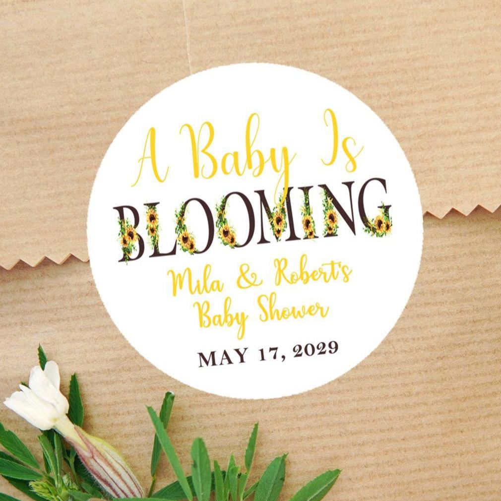 a baby is blooming sunflower baby shower sticker