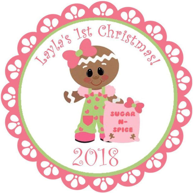 baby christmas favor sticker with gingerbread design