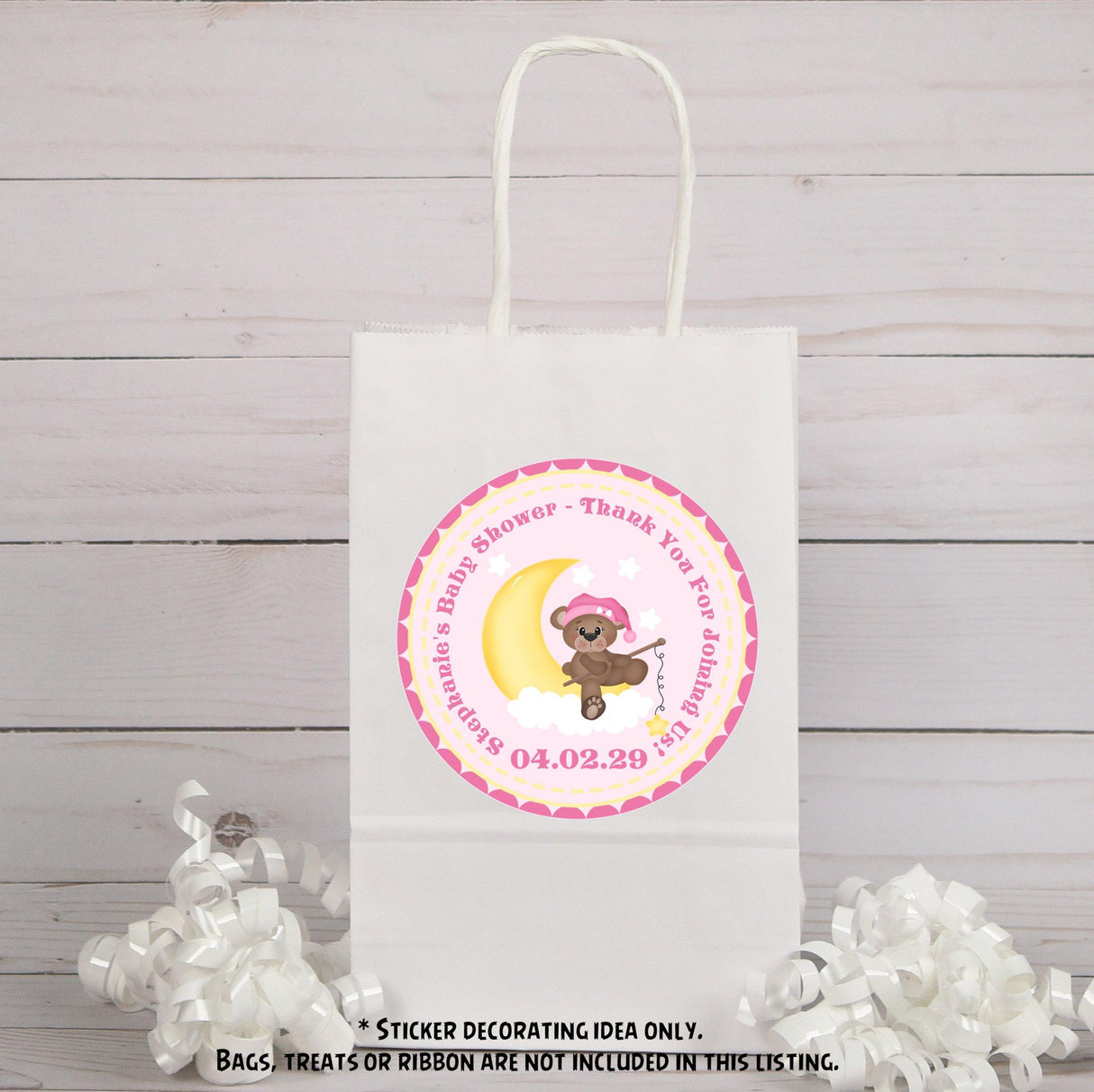baby girl teddy bear favor sticker