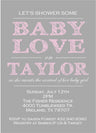 baby love baby shower invitations gray pink typography design