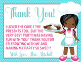 baking birthday thank you cards baker character party design