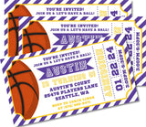 basketball invitation cards sports birthday lakers style purple yellow gold