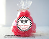 black and red racing theme birthday sticker