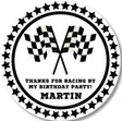 black and white racing flag birthday party sticker