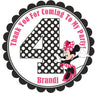 black scalloped border Minnie themed party favor label