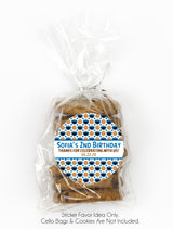 blue and white cookie birthday sticker design