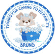 blue bubble bath puppy birthday sticker