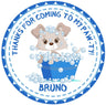 blue bubble bath puppy birthday sticker