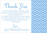 blue chevron communion thank you notes elegant religious theme