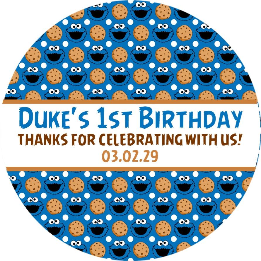 blue cookie themed party favor label