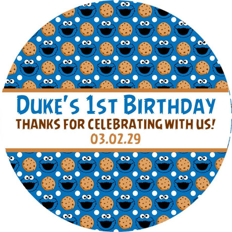 blue cookie themed party favor label