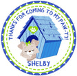 blue doghouse puppy birthday sticker