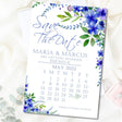 blue floral calendar save the date cards