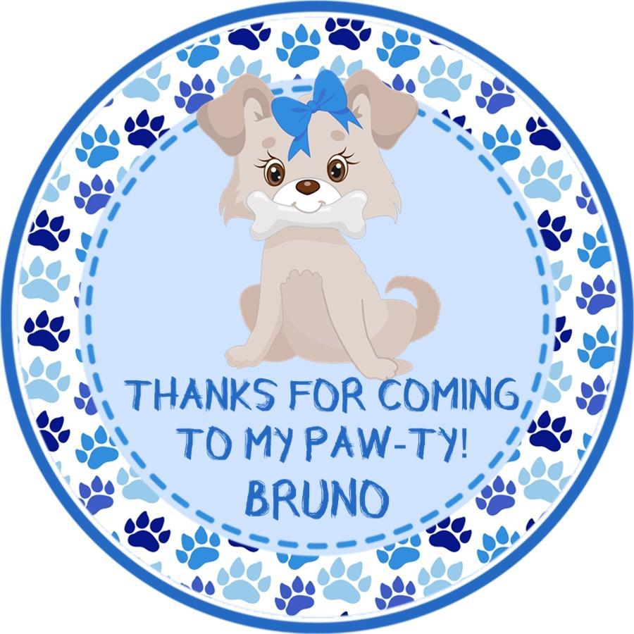 blue paw print puppy birthday sticker