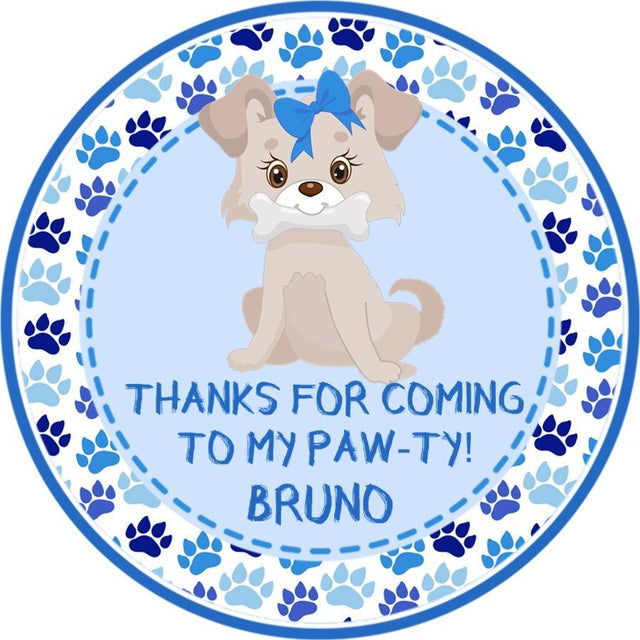 blue paw print puppy birthday sticker
