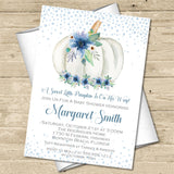 blue pumpkin baby shower invitations floral seasonal theme