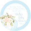 blue pumpkin baby shower sticker with floral design