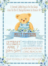 blue teddy bear baby shower invitations rustic floral design