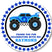 blue truck thank you birthday sticker design