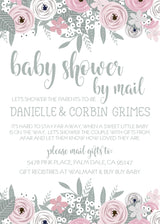 blush pink floral baby shower by mail invitations romantic flower design