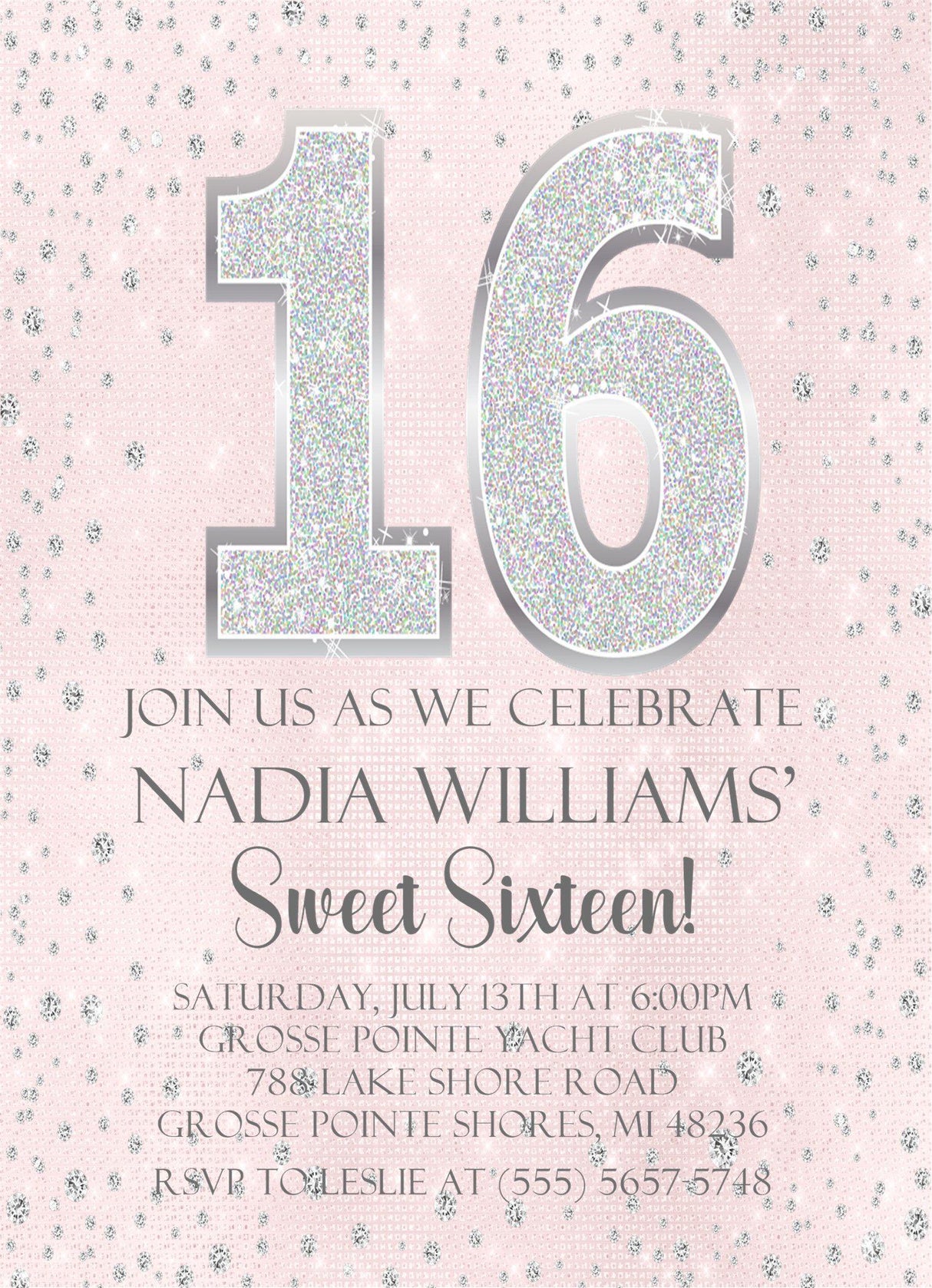 blush pink sweet sixteen invitations glamorous confetti theme
