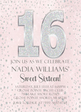 blush pink sweet sixteen invitations glamorous confetti theme