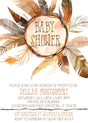 boho baby shower invitations neutral feather design