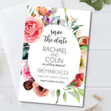 bold floral save the date cards colorful botanical wedding design