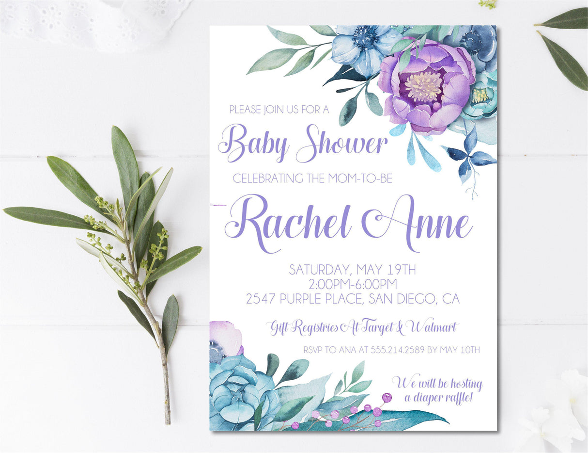 botanical baby shower invitations elegant garden theme
