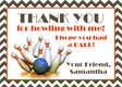 bowling party thank you notes bowling pin theme