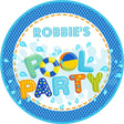 boys blue pool party birthday sticker