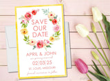 bright floral save the date cards colorful spring wedding design