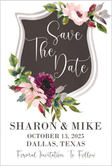burgundy floral save the date cards romantic watercolor design