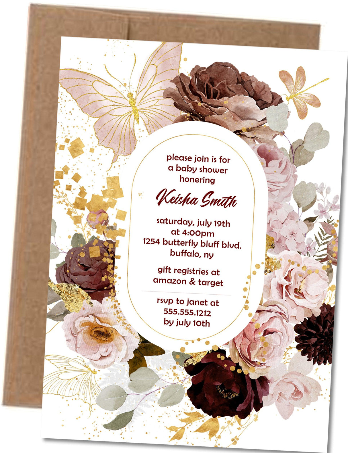 butterfly invitation cards elegant bohemian style
