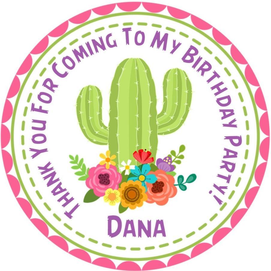 cactus birthday sticker with floral cactus design