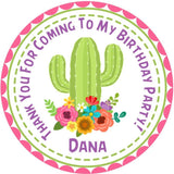 cactus birthday sticker with floral cactus design