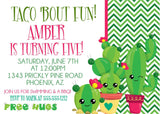 cactus invitation cards girls fiesta birthday style